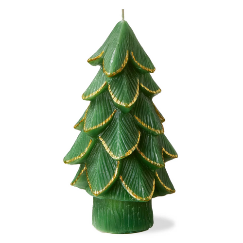 Gilded Pine Tree Candle Medium Green