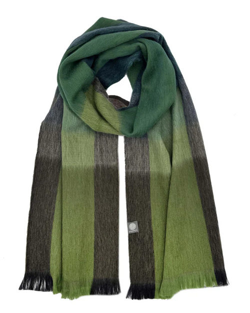 Alpaca Blend Plaid Scarf- Green Multi