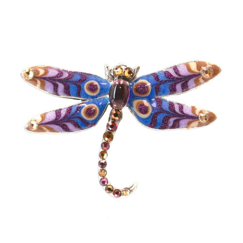 Multicolored Crystal Dragonfly Brooch