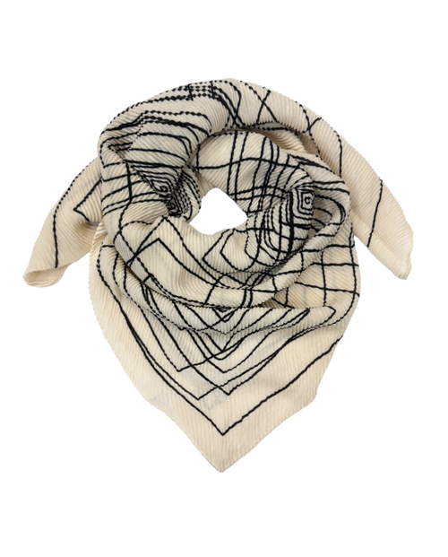 Pleated Abstract Scarf Ivory