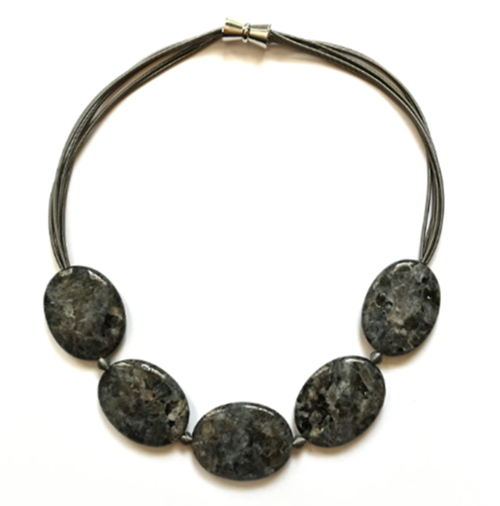 Gray Jasper on Slate Wire Necklace