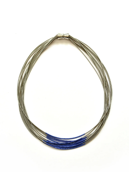 Multi Strand Silver with Blue Necklace