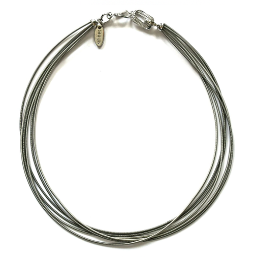 Silver & Slate Necklace with Bling Closure