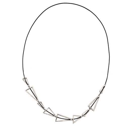 Black Wire with Silver Triangles Necklace