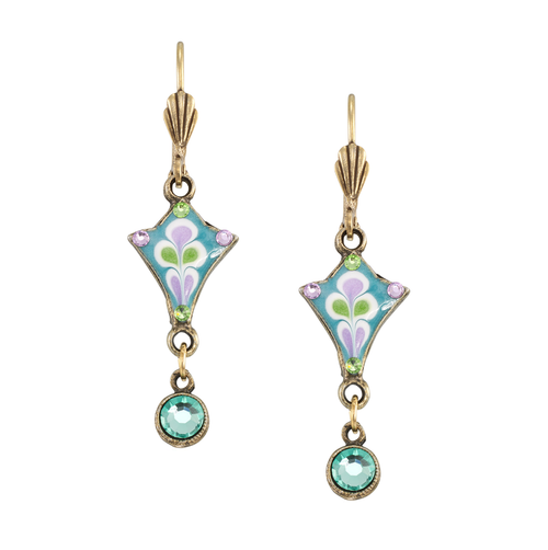 Turquoise Filagree Floral Leverback Earrings