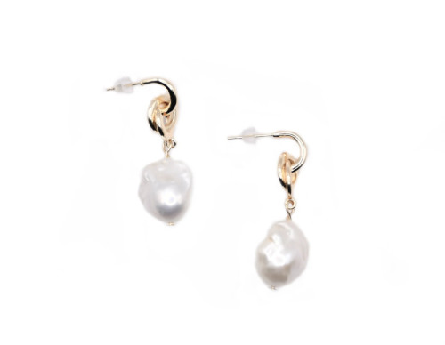 Gold with Baroque Pearl Earrings