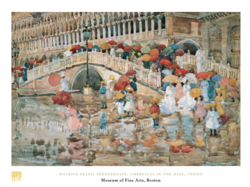 Prendergast Umbrellas in the Rain Poster