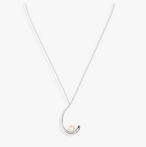 Silver Pendant Moon Pearl Necklace