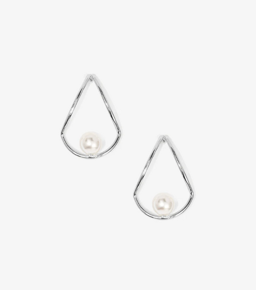 Silver Teardrop with Pearl Earrings