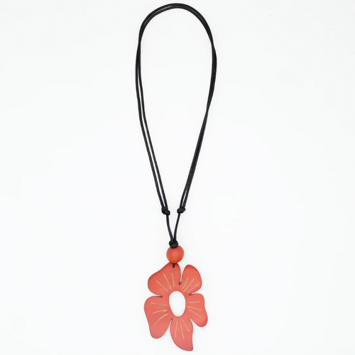 Orange Flower Pendant Necklace