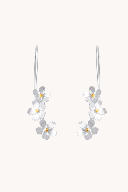 Silver Floral Cherry Cascade Earrings