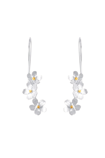 Silver Floral Cherry Cascade Earrings