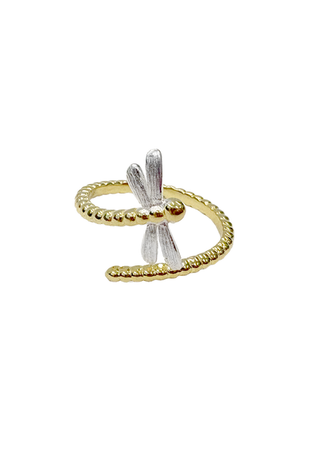 Dual Tone Dragonfly Adjustable Ring