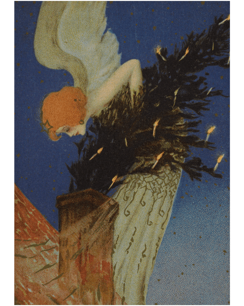 MFA Angel Putting a Christmas Tree Down a Chimney Holiday Cards