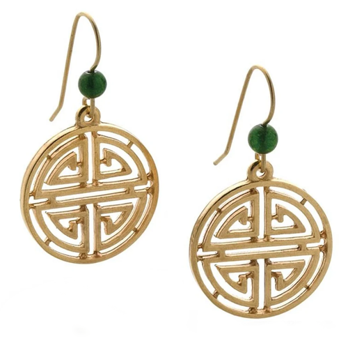 Shou Symbol with Jade Earrings