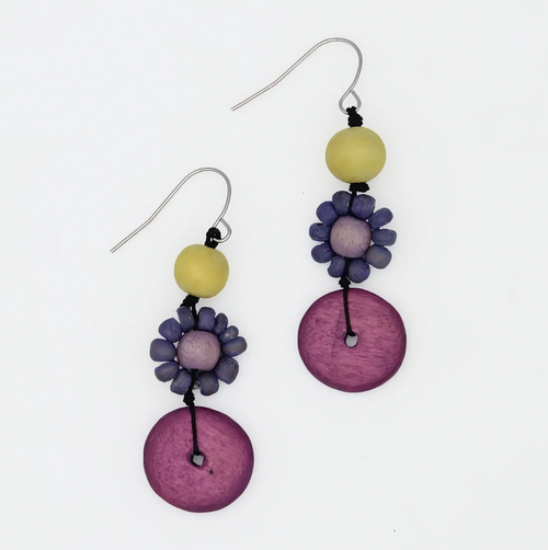 Petite Daisy Purple Earrings