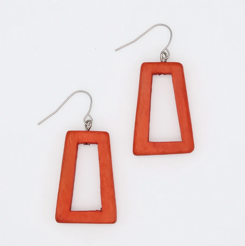 Orange Driftwood Dangle Earrings
