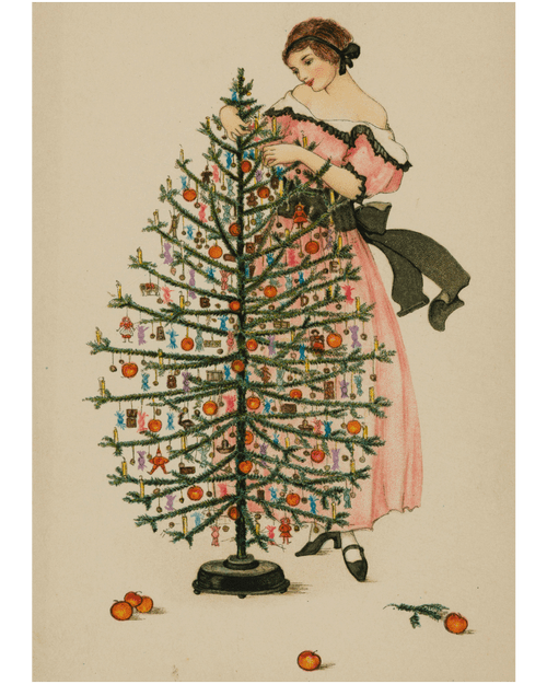 MFA Woman Decorating a Christmas Tree Holiday Cards