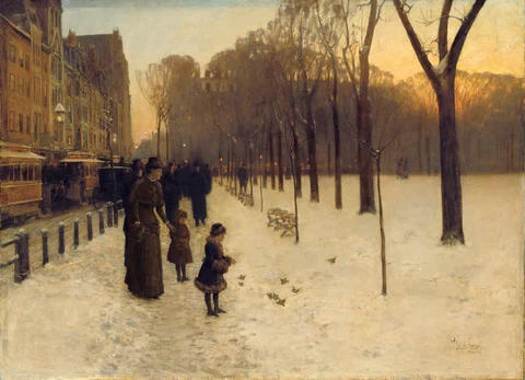 Hassam, At Dusk (Boston Common at Twilight) 8 x 10 Matted Print