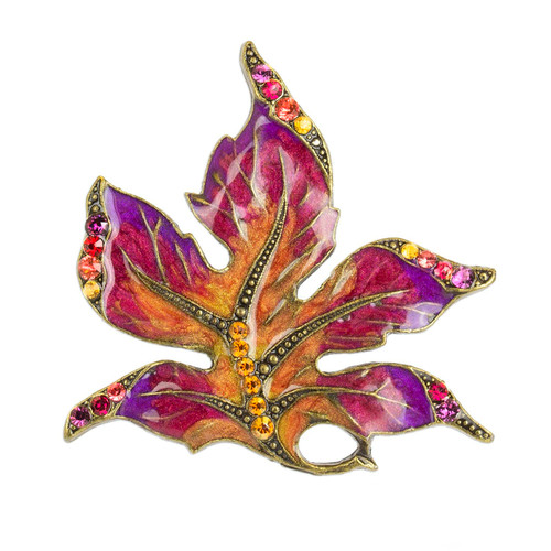 Crystal Maple Leaf Brooch
