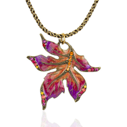 Crystal Maple Leaf Pendant Necklace