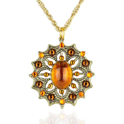Forever Amber Burst Pendant Necklace