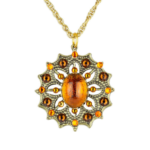 Forever Amber Burst Pendant Necklace