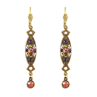 Gold Multi Crystal Charm Earrings
