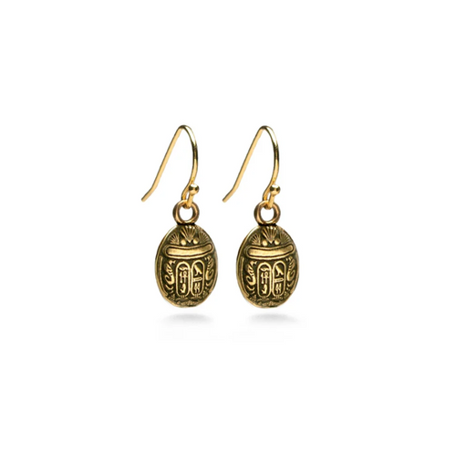 Egyptian Scarab Earrings- Gold