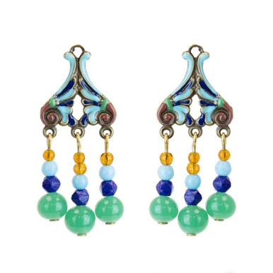 Turquoise Egyptian Revival Beaded Post Earring