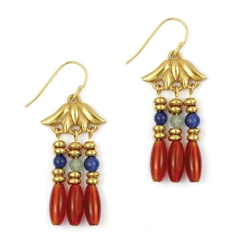 Lotus Egyptian Inspired Gemstone Earrings