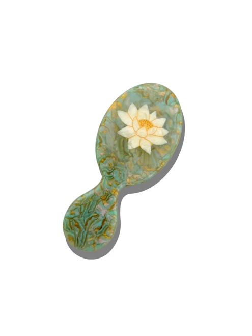 Hand Painted Lotus Mini Hairbrush