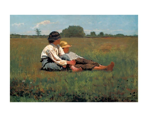 Boys in a Pasture 11x14  Matted Print
