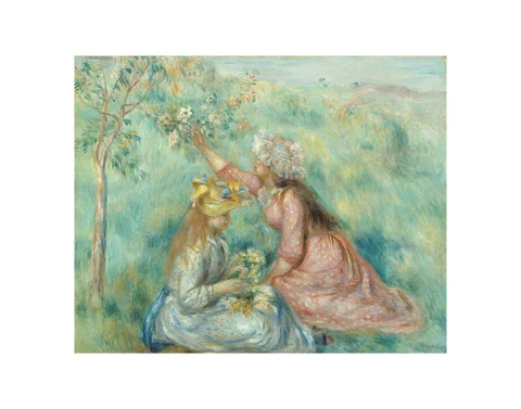 Renoir Girls Picking Flowers in a Meadow