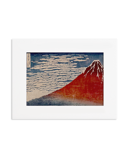Hokusai Red Fuji Matted Postcard