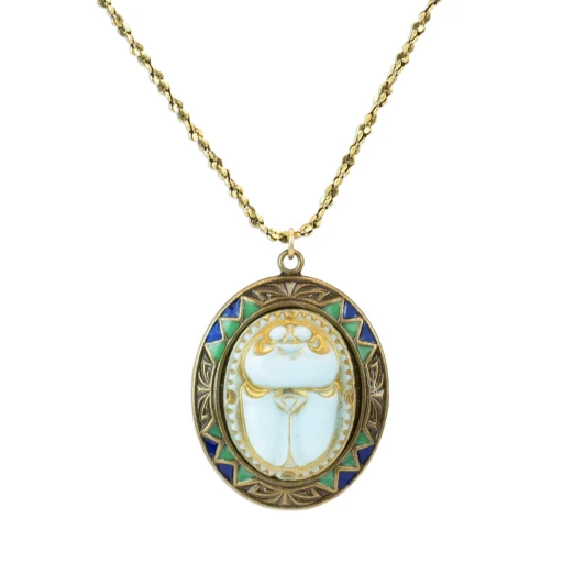 Scarab Egyptian Revival Pendant Necklace