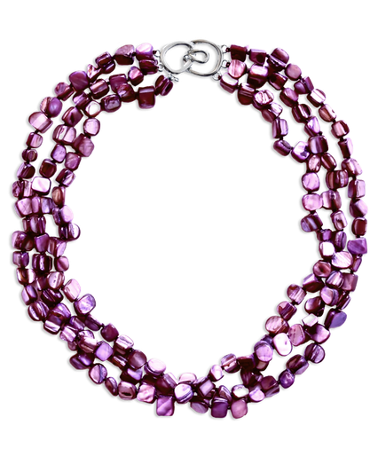 Purple 3 Strand Mother of Pearl Necklace