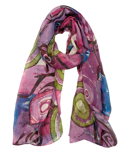 Purple Multi Circles Silk Scarf