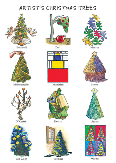 Artist's Christmas Trees Holiday Cards
