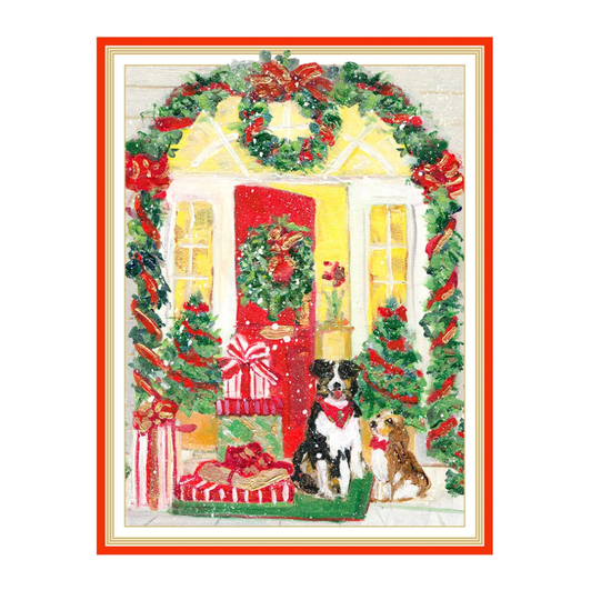 Open Door with Dogs Holiday Cards