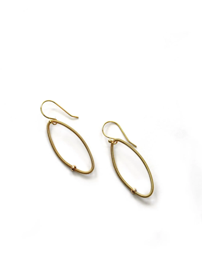 Oval Shaped Gold Wire Earrings