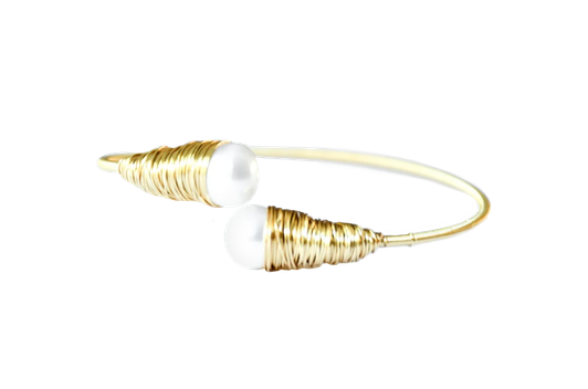 Gold Wire with Pearl Bangle Bracelet