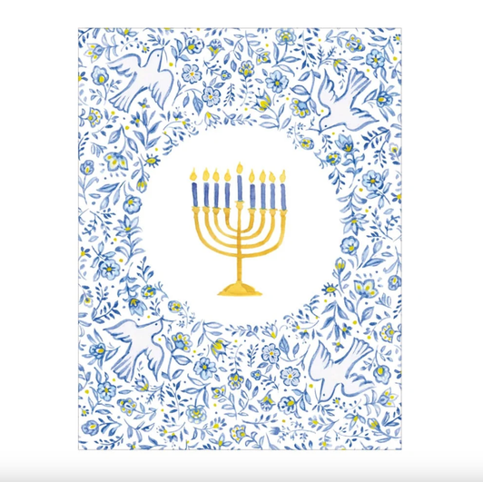 Menorah and Doves Hanukkah Cards
