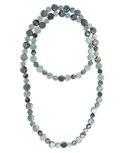 Silver / Teal Single Strand Mother of Pearl Necklace