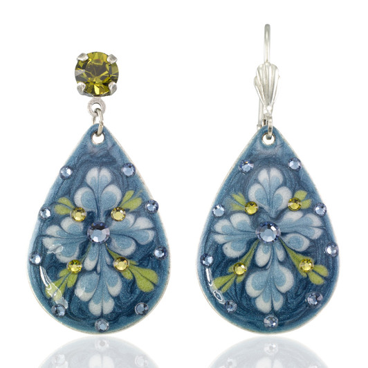 Blue Denim Teardrop Earrings