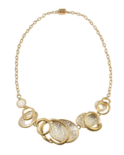 White and Gold Circles Necklace