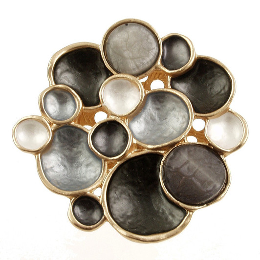 Black and White Multi Circles Brooch