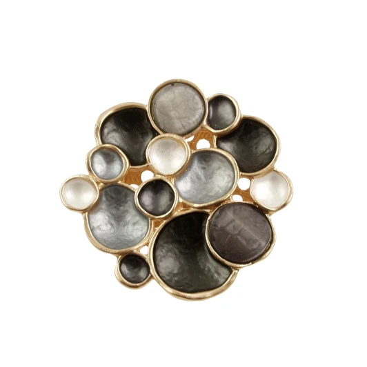 Black and White Multi Circles Brooch