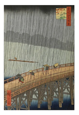 Hiroshige Sudden Shower 11x14 Matted Print