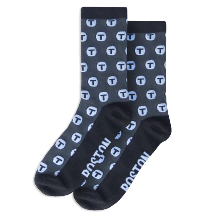 MBTA Logo Crew Dress Socks Charcoal
